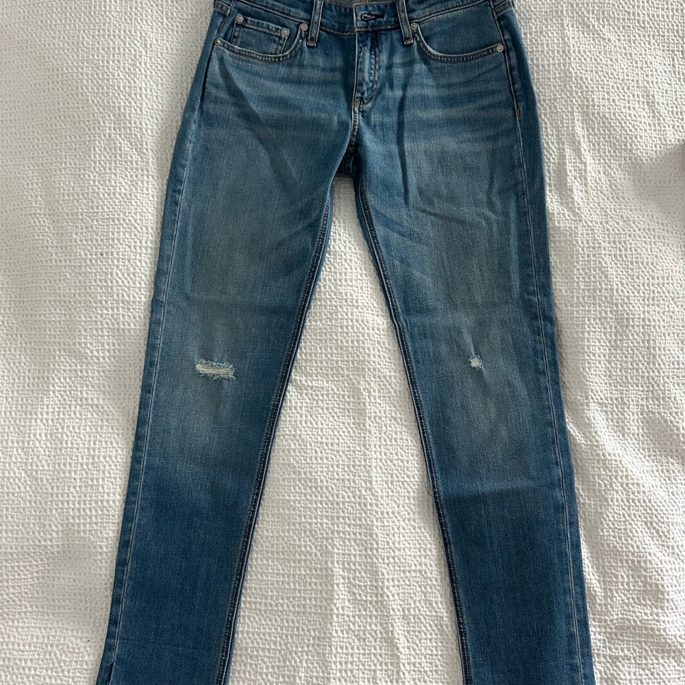 Rag & Bone Blue Boyfriend Jeans with Distressed Details